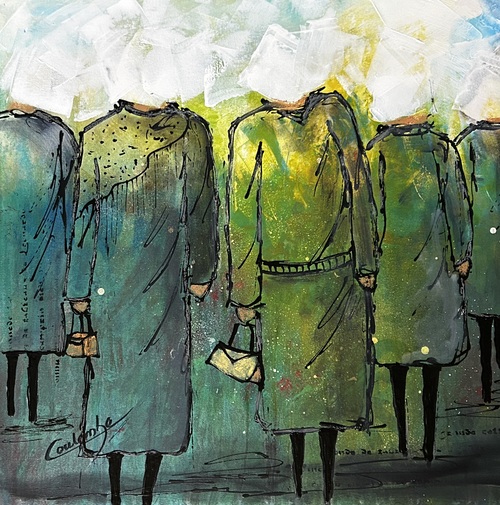 La tête dans les nuages.  24x24